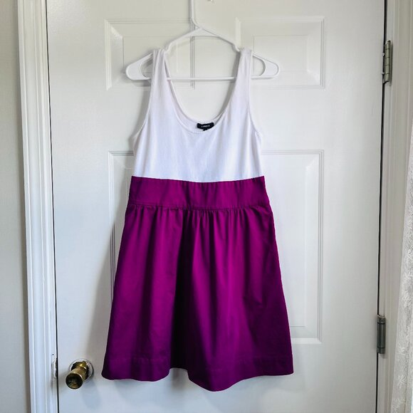 Express Tank Fit and Flare Mini Dress Two Toned White and Fushia Pink Size Large - Picture 1 of 6
